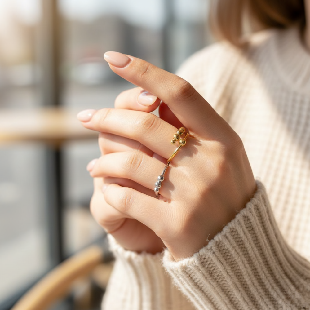 Adjustable Beaded Anxiety Fidget Ring