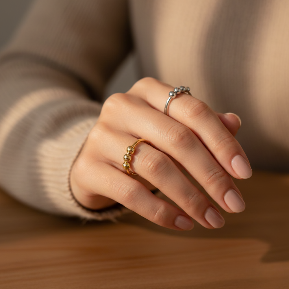 Adjustable Beaded Anxiety Fidget Ring