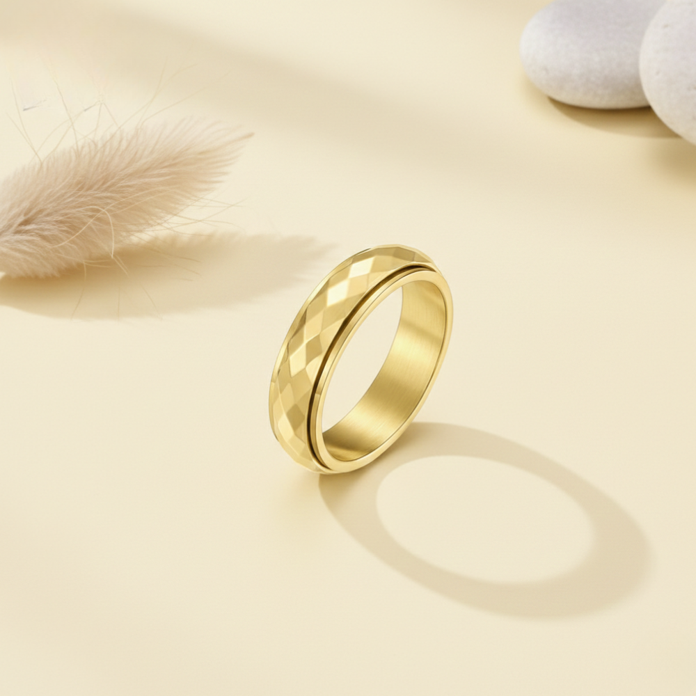 Minimal Pattern Anxiety Spinner Ring