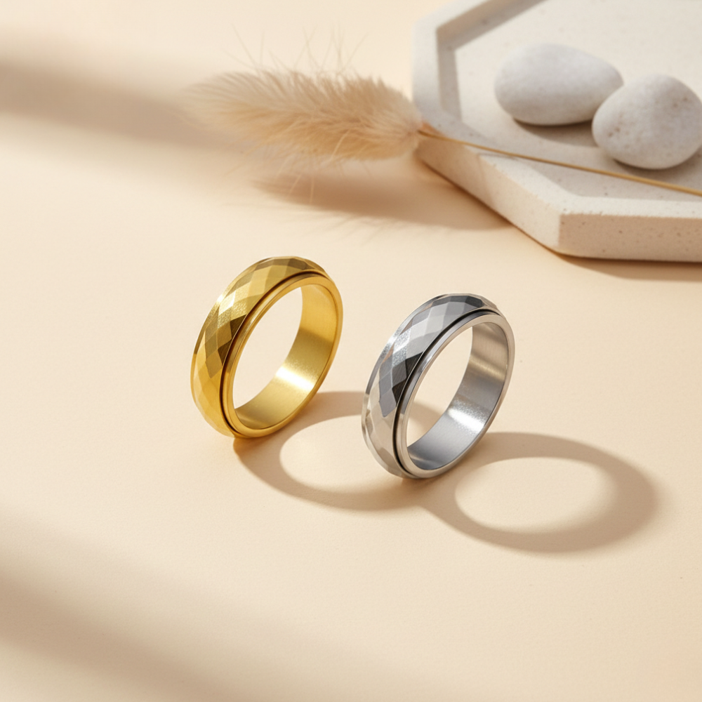 Minimal Pattern Anxiety Spinner Ring