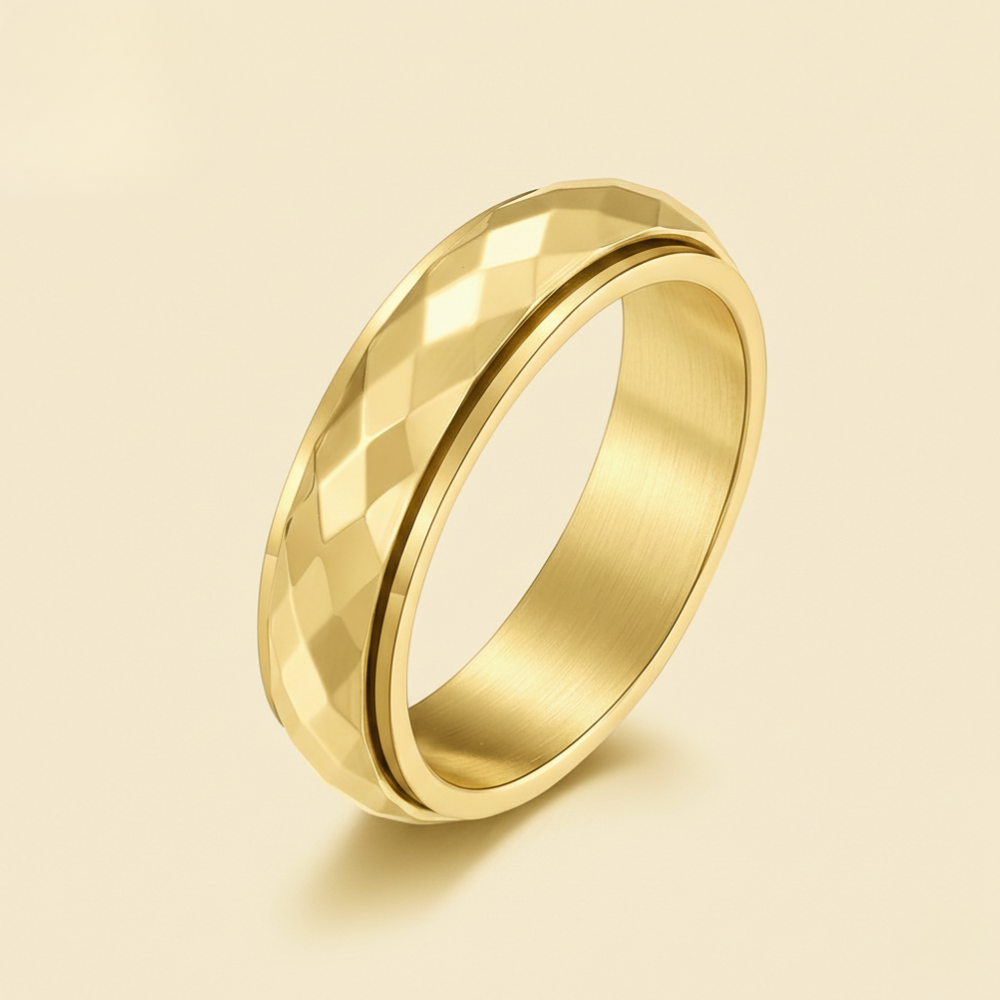 Minimal Pattern Anxiety Spinner Ring