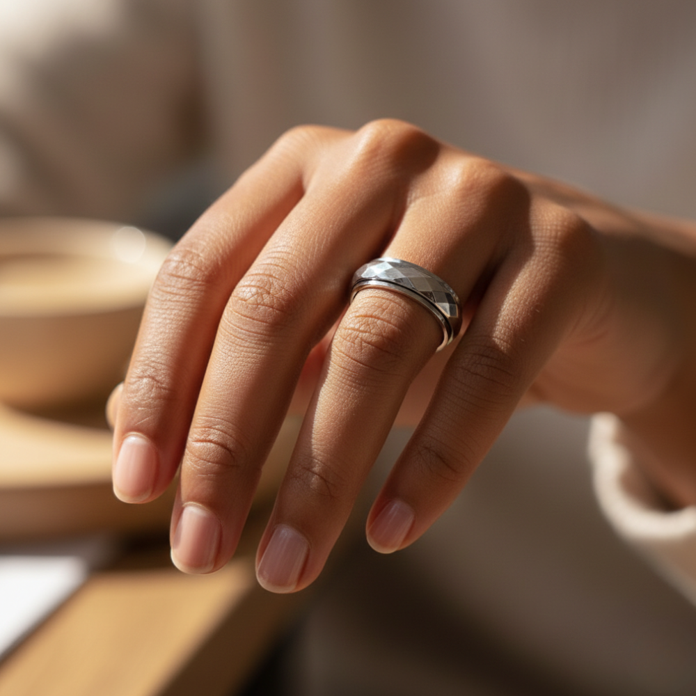 Minimal Pattern Anxiety Spinner Ring