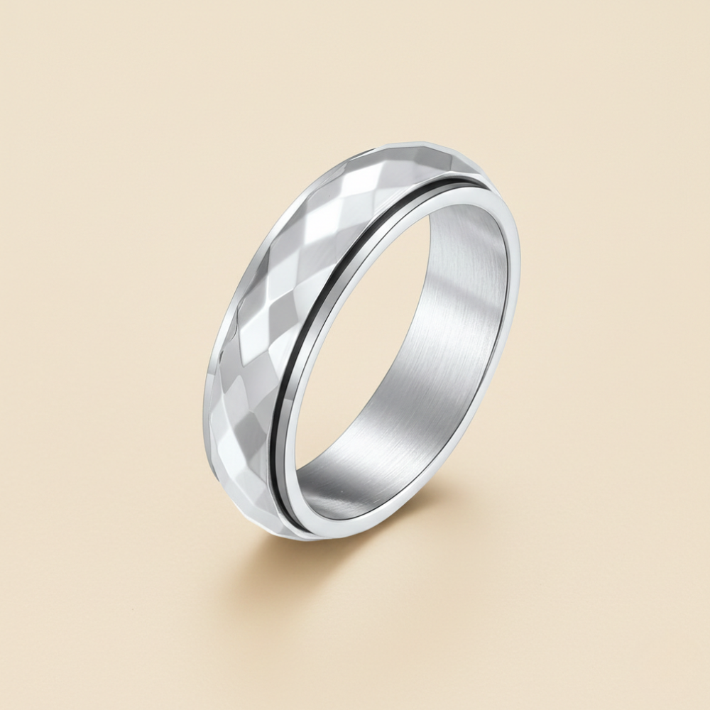 Minimal Pattern Anxiety Spinner Ring