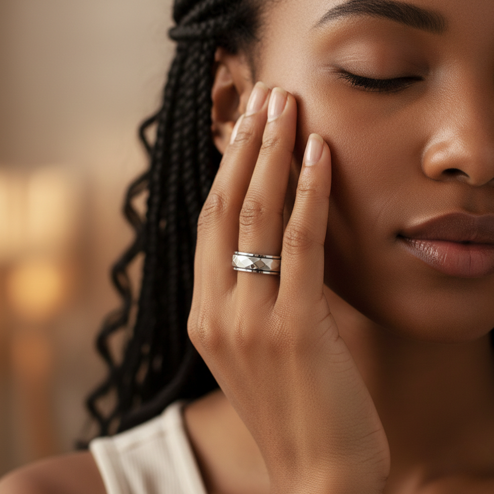 Minimal Pattern Anxiety Spinner Ring