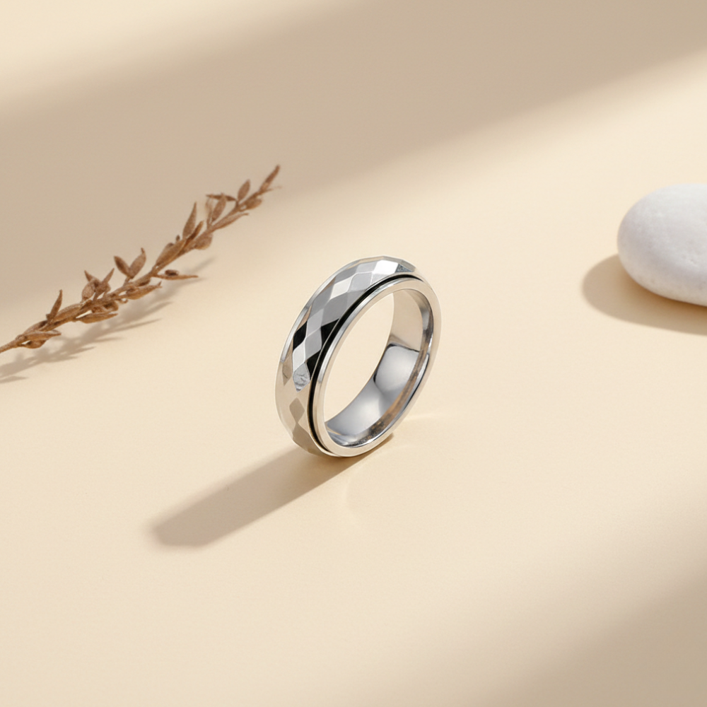 Minimal Pattern Anxiety Spinner Ring