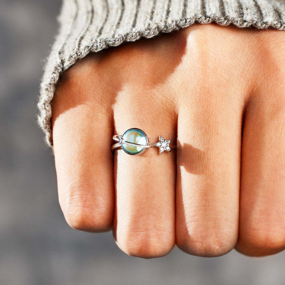 Adjustable Star & Moon Anxiety Spinner Ring