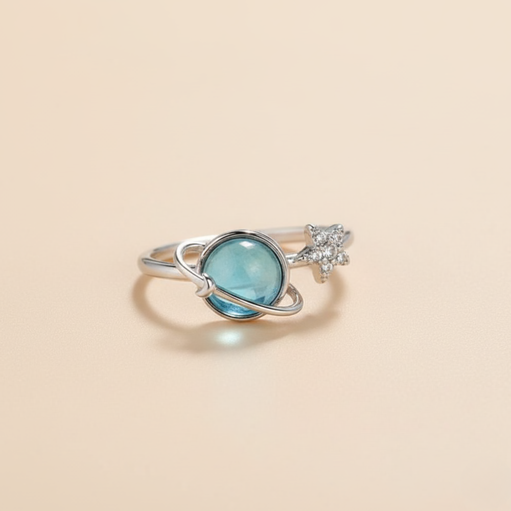 Adjustable Star & Moon Anxiety Spinner Ring