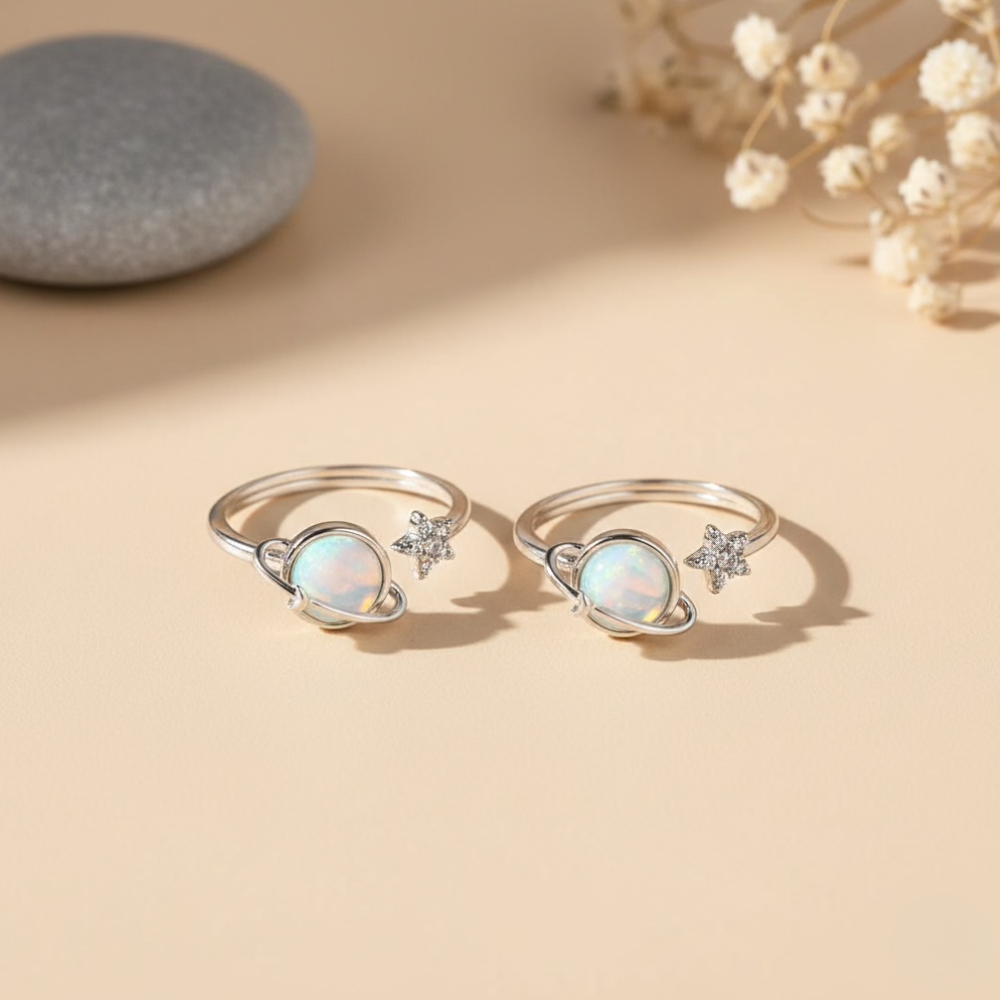 Adjustable Star & Moon Anxiety Spinner Ring