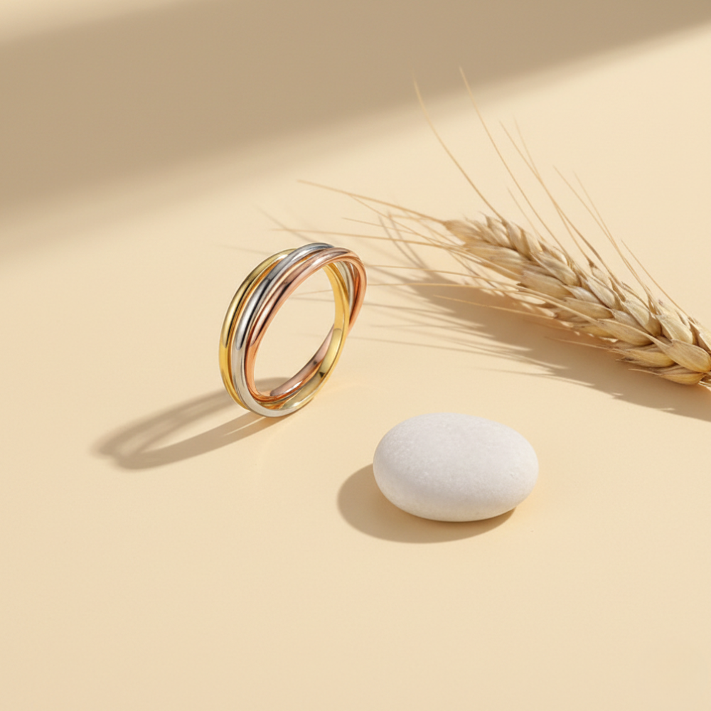 Titanium Steel Trio Gliding Fidget Ring