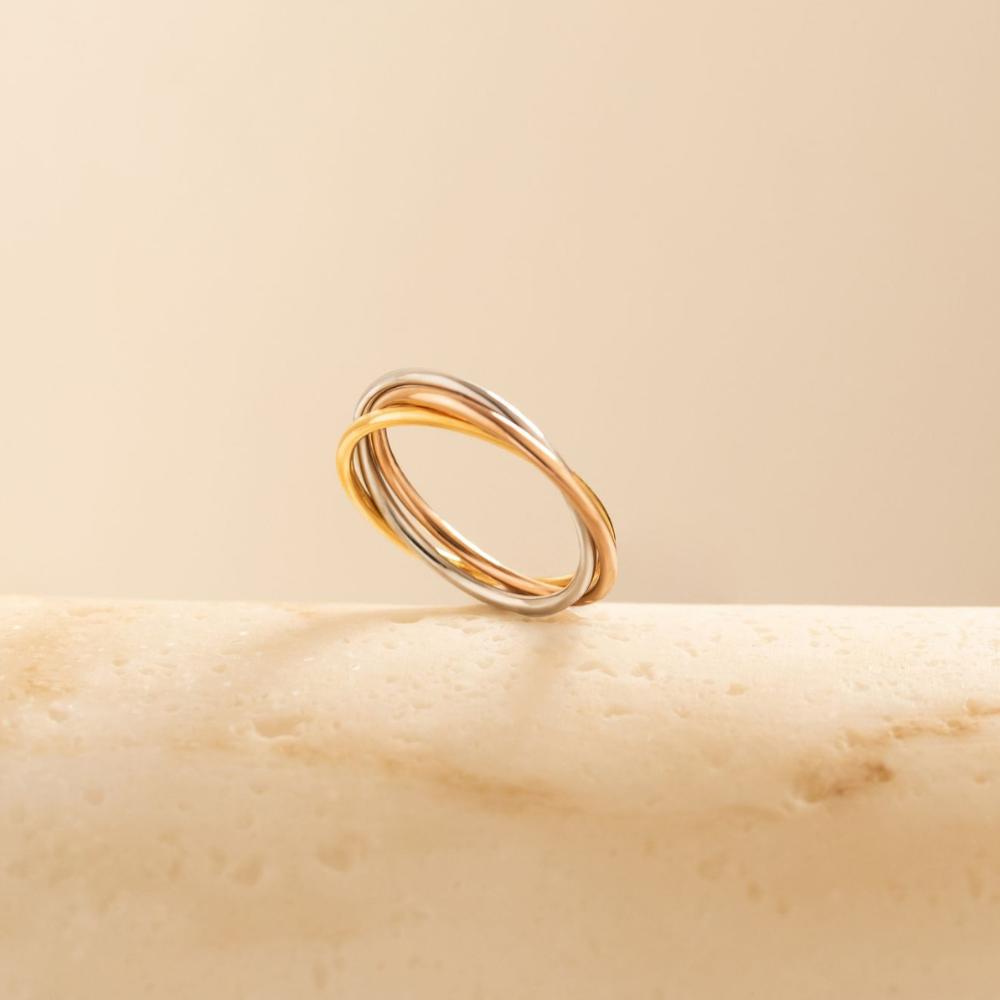 Titanium Steel Trio Gliding Fidget Ring
