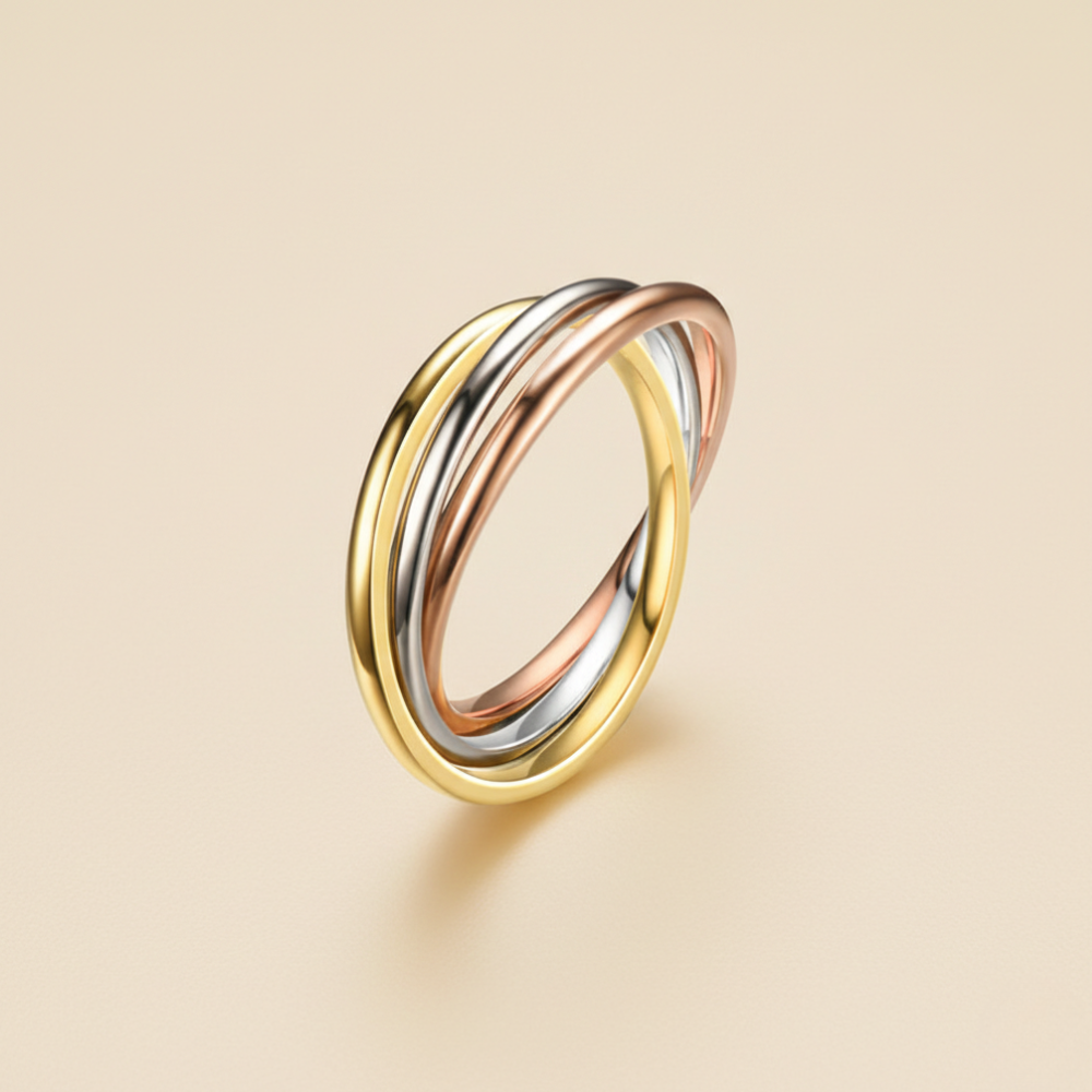 Titanium Steel Trio Gliding Fidget Ring